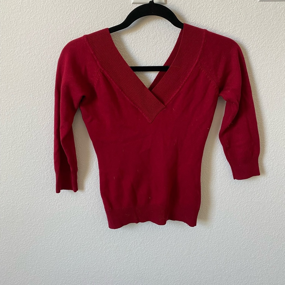 V-Neck Red Women's Sweater